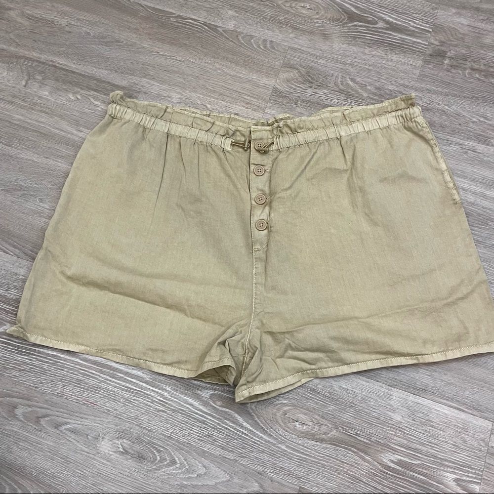 BP Army Green Summer Twill Shorts 3X Cotton Shorts Front Button Side Pockets